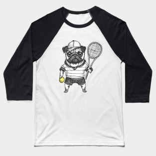 Tennis Pug Baseball T-Shirt